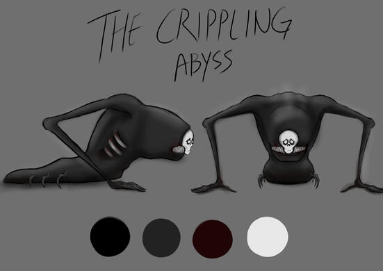 This is the character sheet of The Crippling Abyss created for 3D modelling as well as the final design.